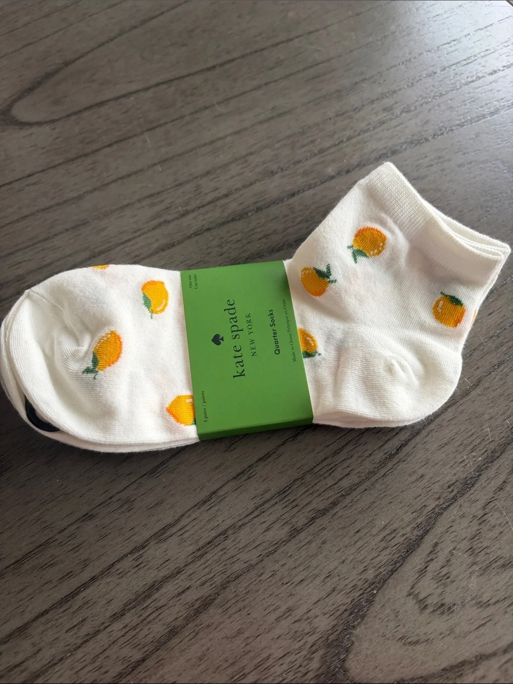 kate spade Cream Socks with Lemon Fruit Motif